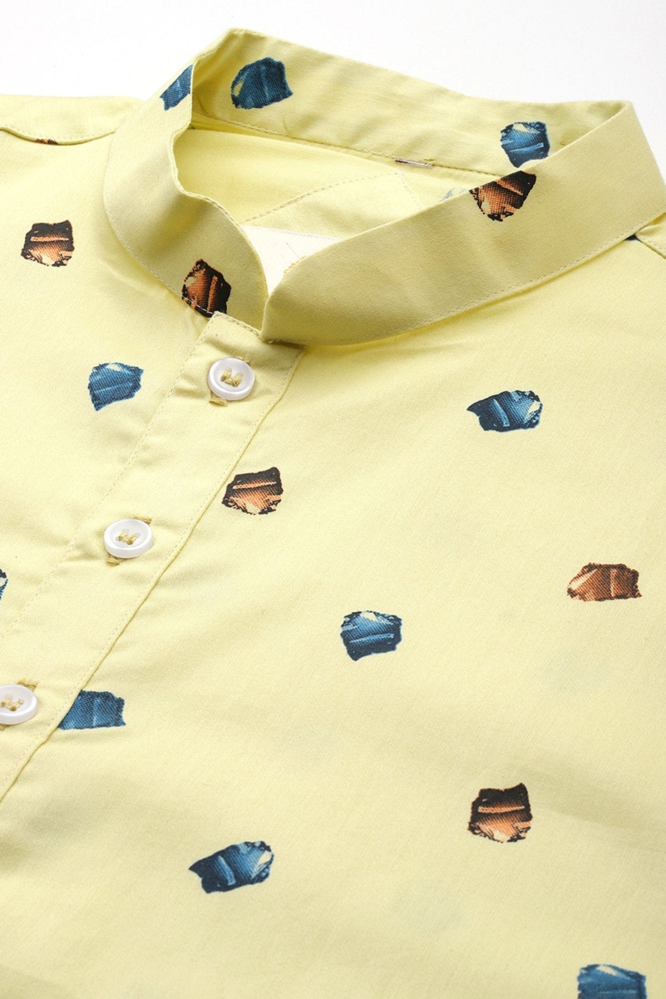 Designer Short Kurta In Lemon Yellow - Simaaya