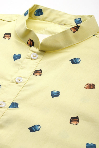 Designer Short Kurta In Lemon Yellow - Simaaya