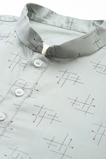 Designer Short Kurta In Light Grey - Simaaya