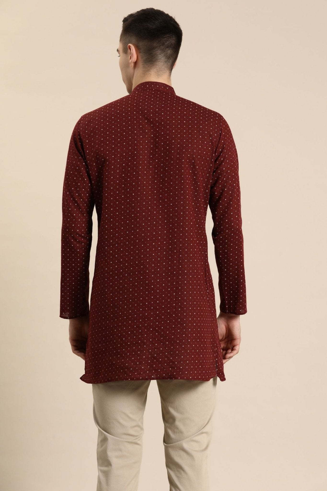 Designer Short Kurta In Maroon - Simaaya