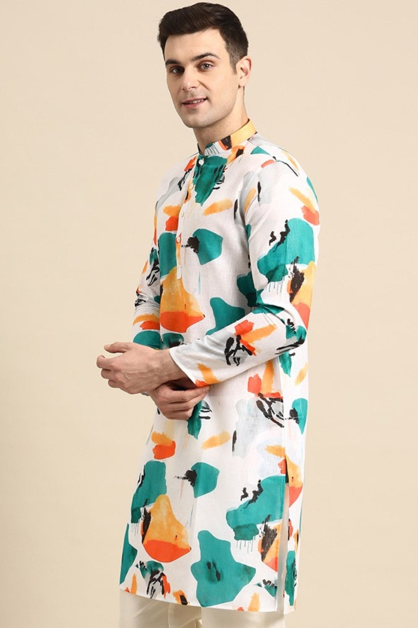 Designer Short Kurta In Multicolor - Simaaya