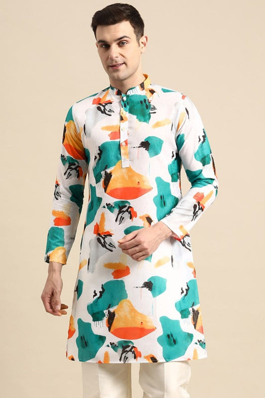 Designer Short Kurta In Multicolor - Simaaya