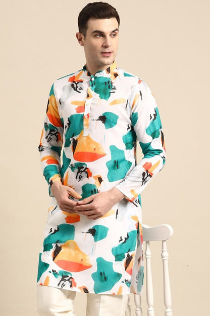 Designer Short Kurta In Multicolor - Simaaya