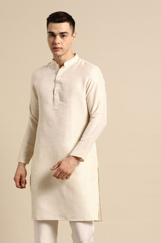 Designer Short Kurta In Off white - Simaaya