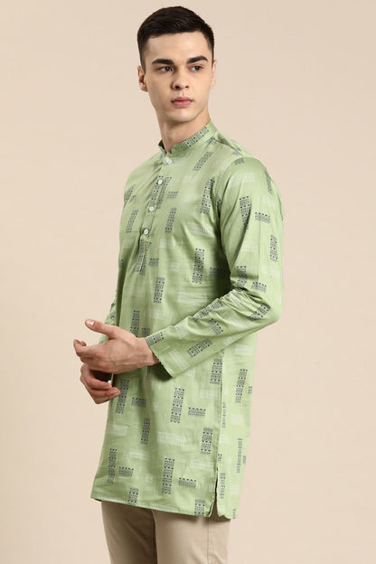 Designer Short Kurta In Pista Green - Simaaya