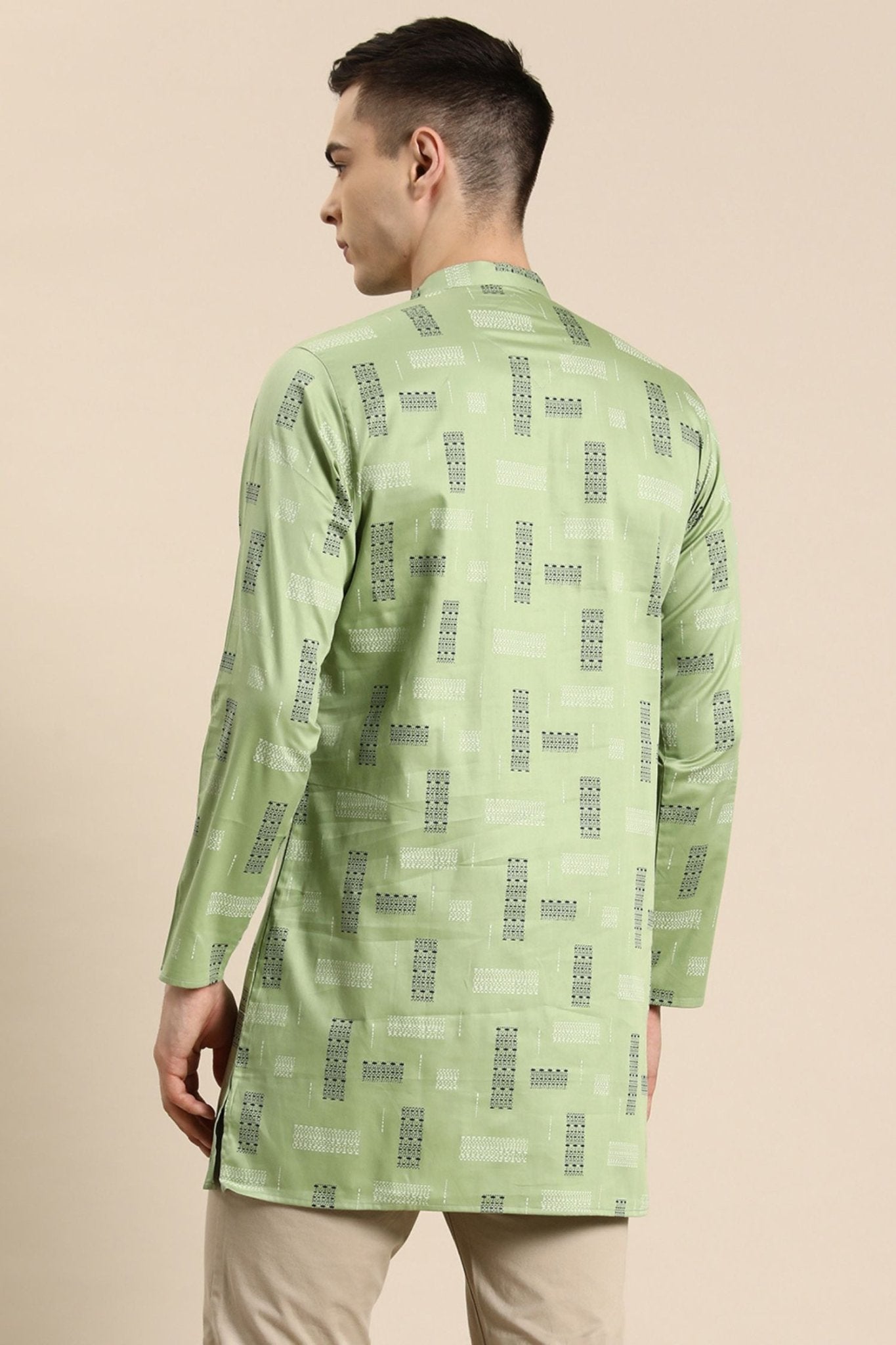 Designer Short Kurta In Pista Green - Simaaya