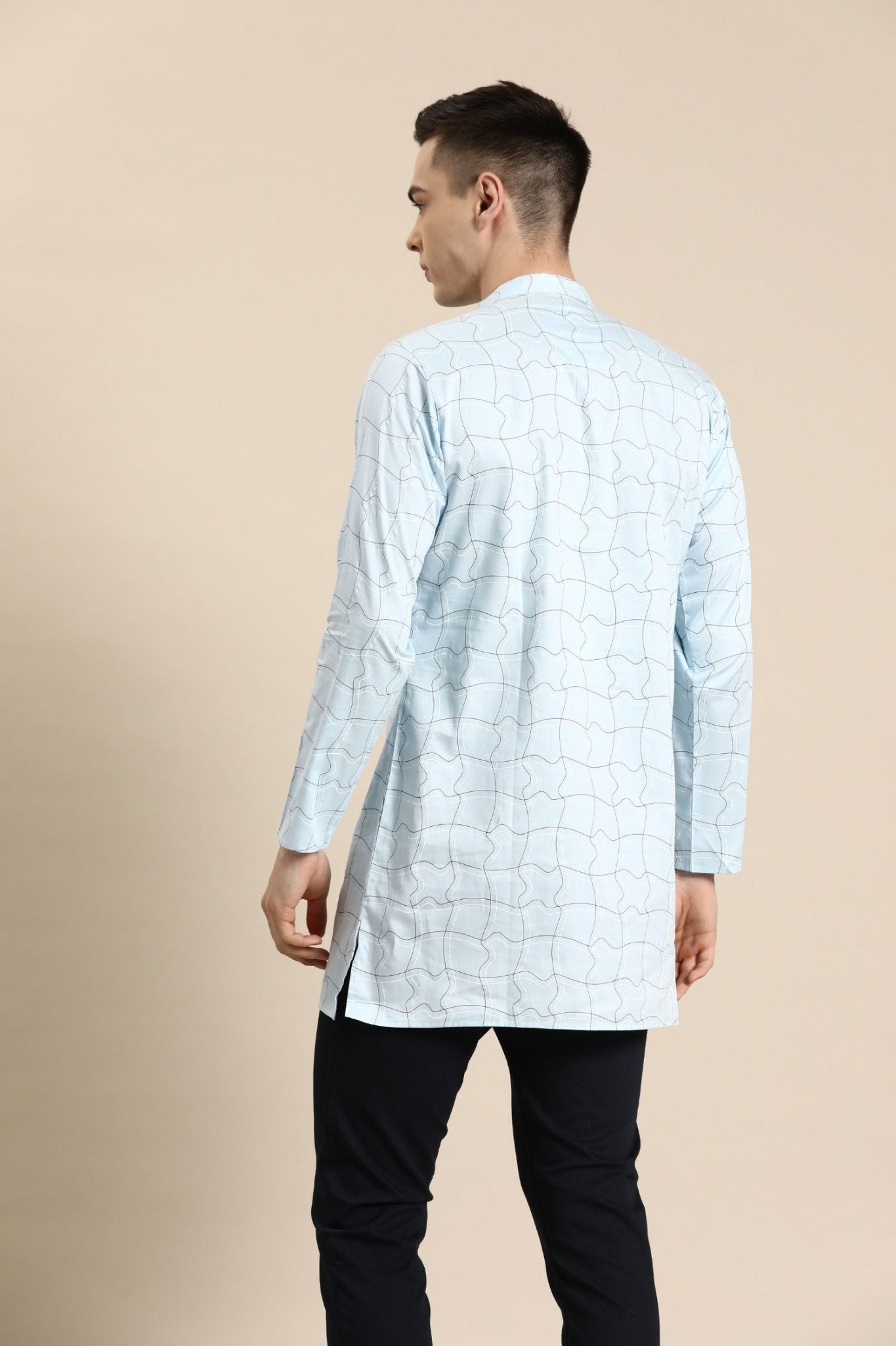 Designer Short Kurta In Powder Blue - Simaaya