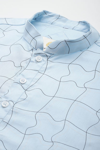 Designer Short Kurta In Powder Blue - Simaaya