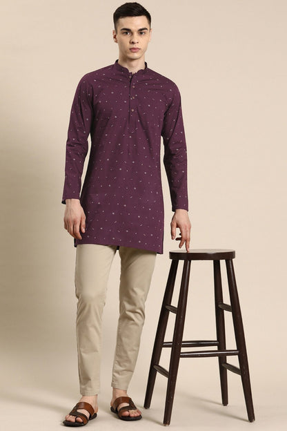 Designer Short Kurta In Red wine - Simaaya
