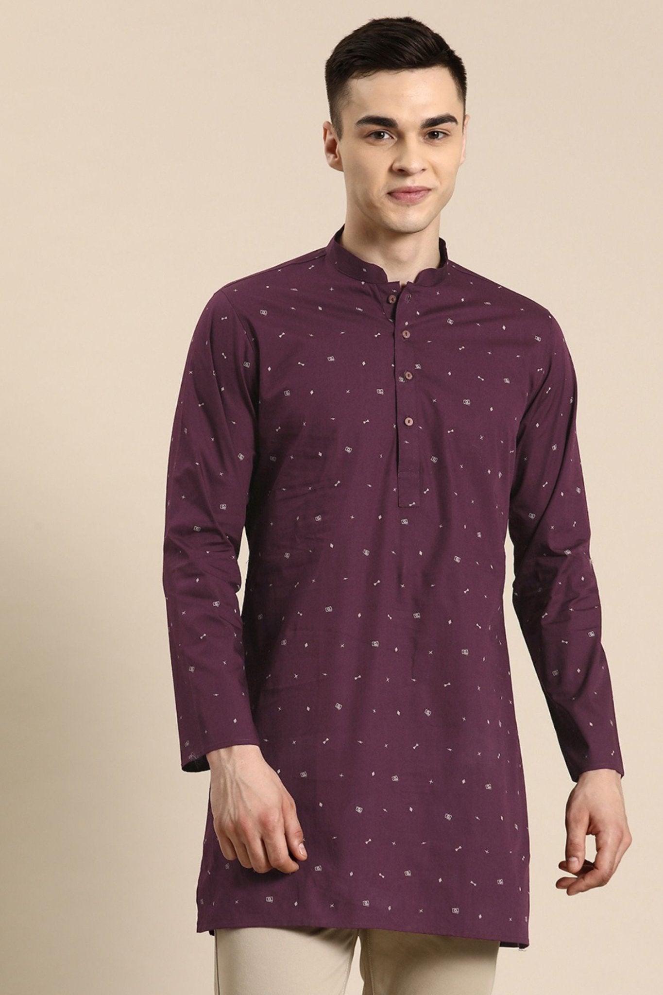 Designer Short Kurta In Red wine - Simaaya