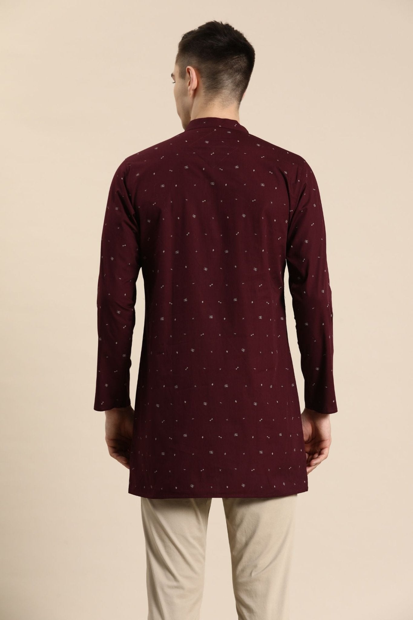 Designer Short Kurta In Red wine - Simaaya