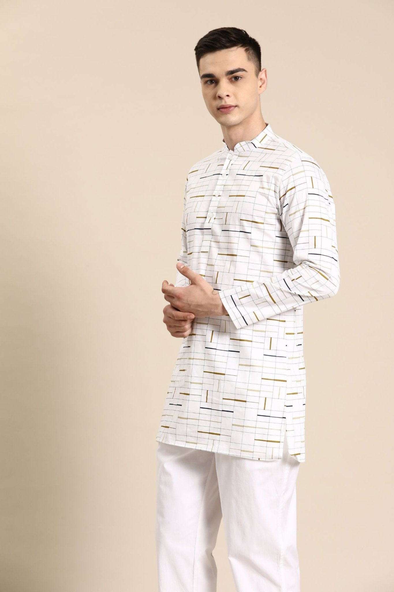 Designer Short Kurta In White - Simaaya