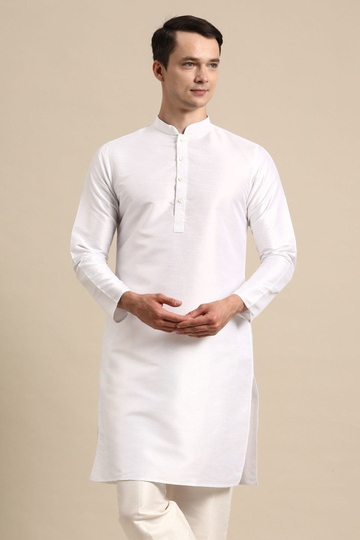 Designer Short Kurta In White - Simaaya
