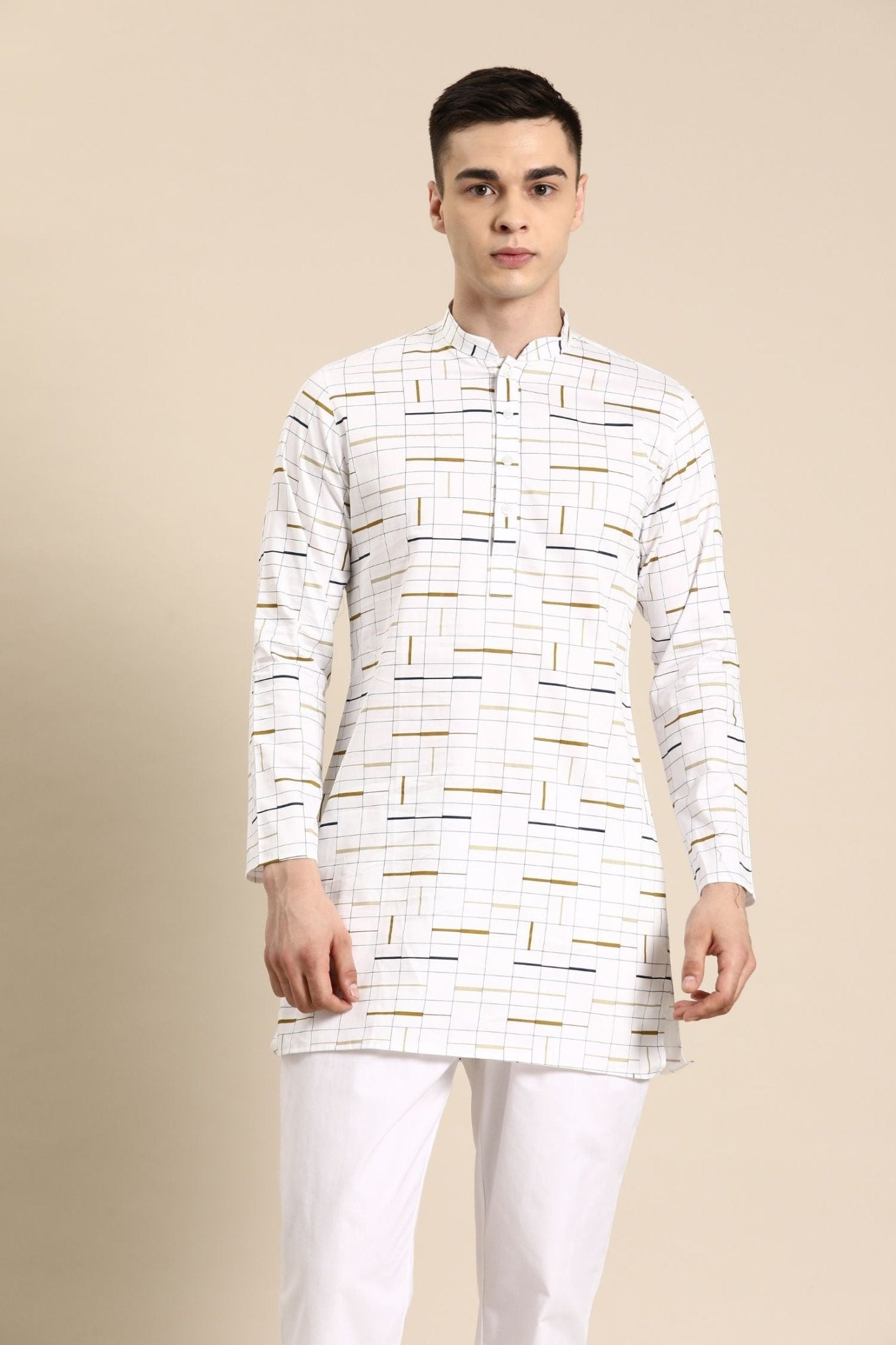 Designer Short Kurta In White - Simaaya