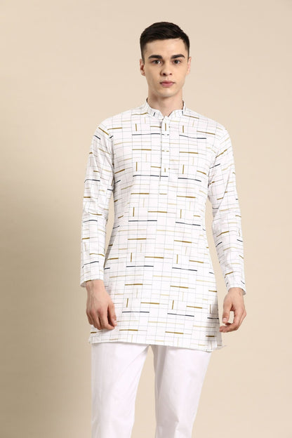 Designer Short Kurta In White - Simaaya
