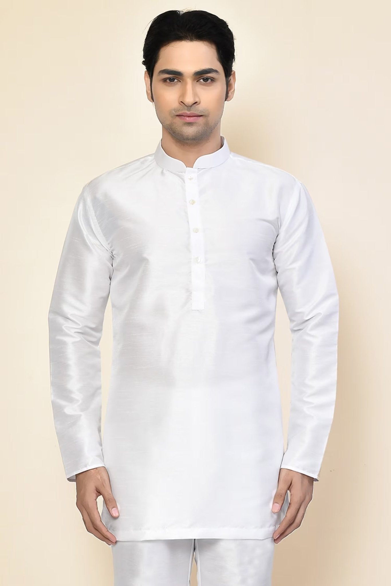 Designer Short Kurta In White - Simaaya