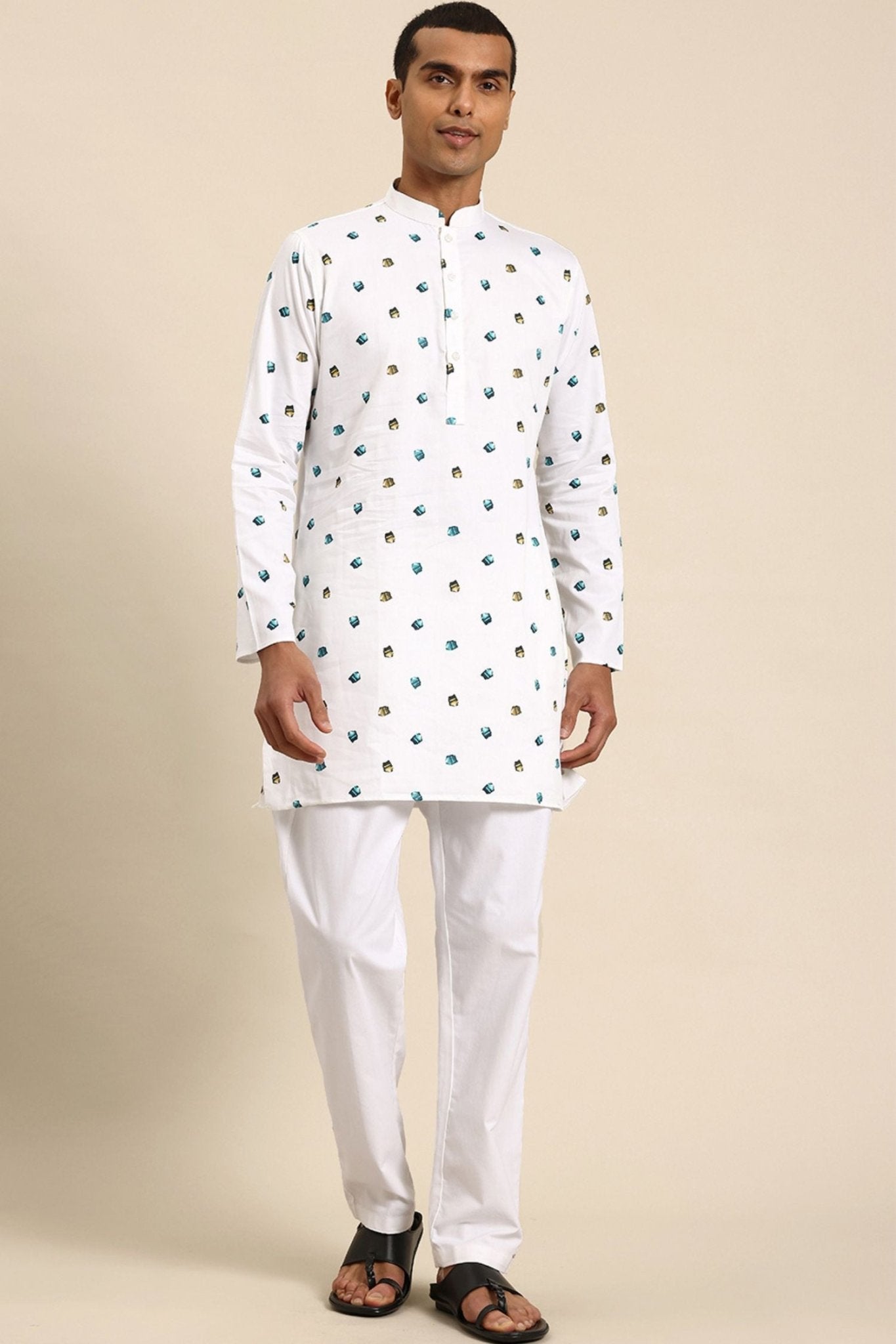 Designer Short Kurta In White - Simaaya