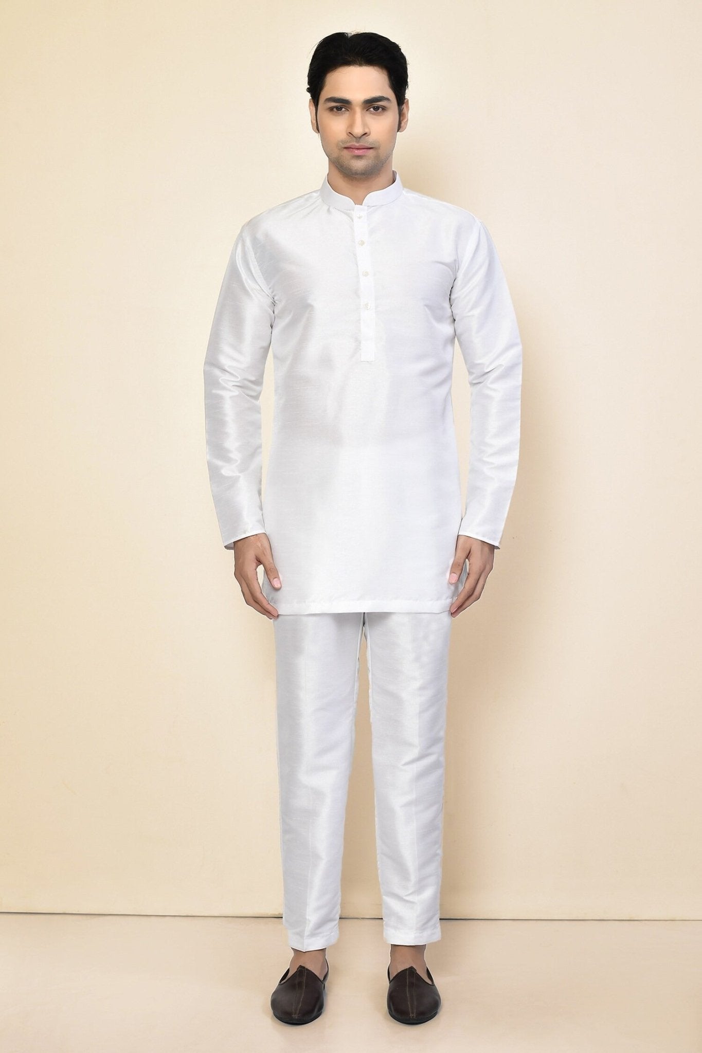 Designer Short Kurta In White - Simaaya