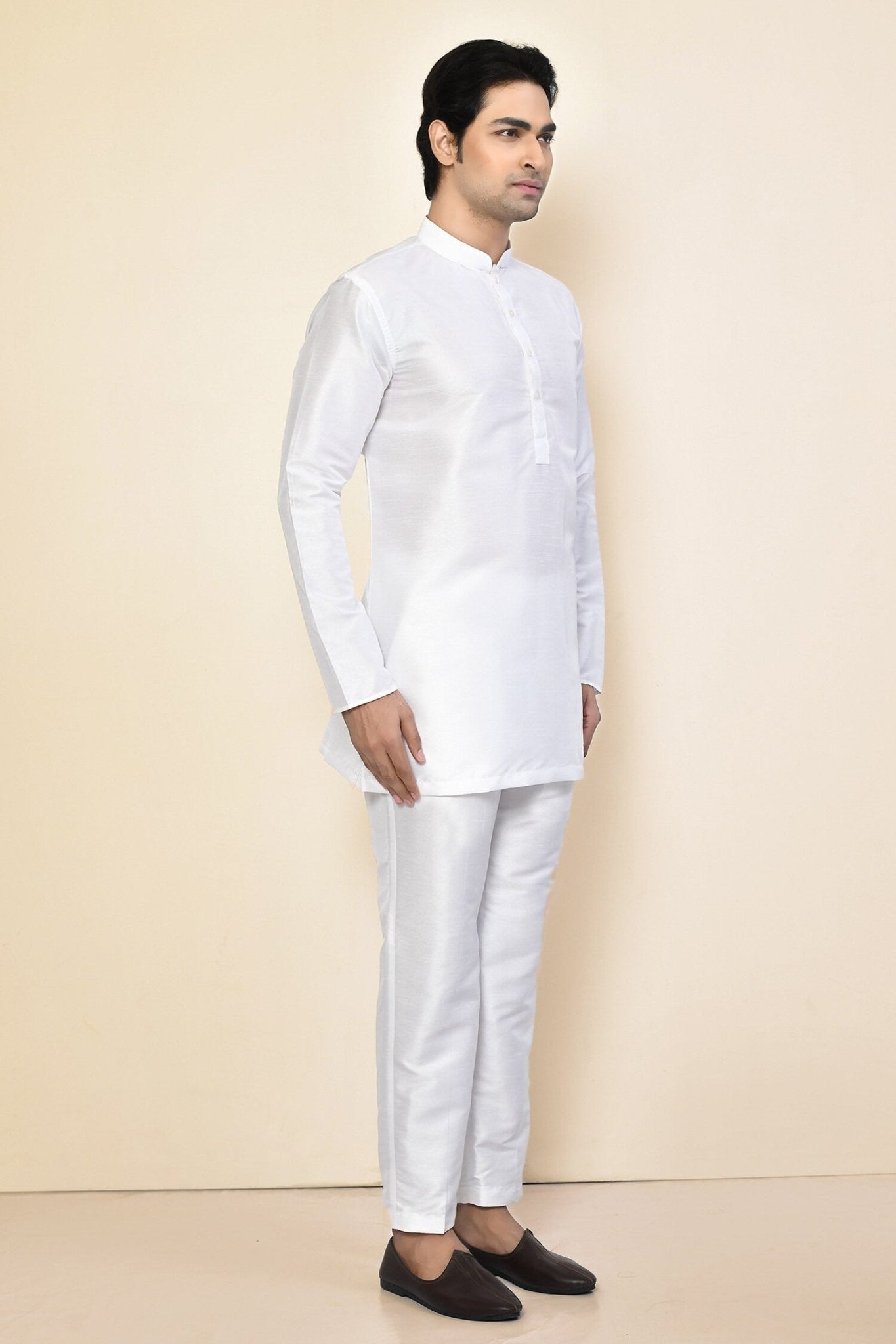 Designer Short Kurta In White - Simaaya