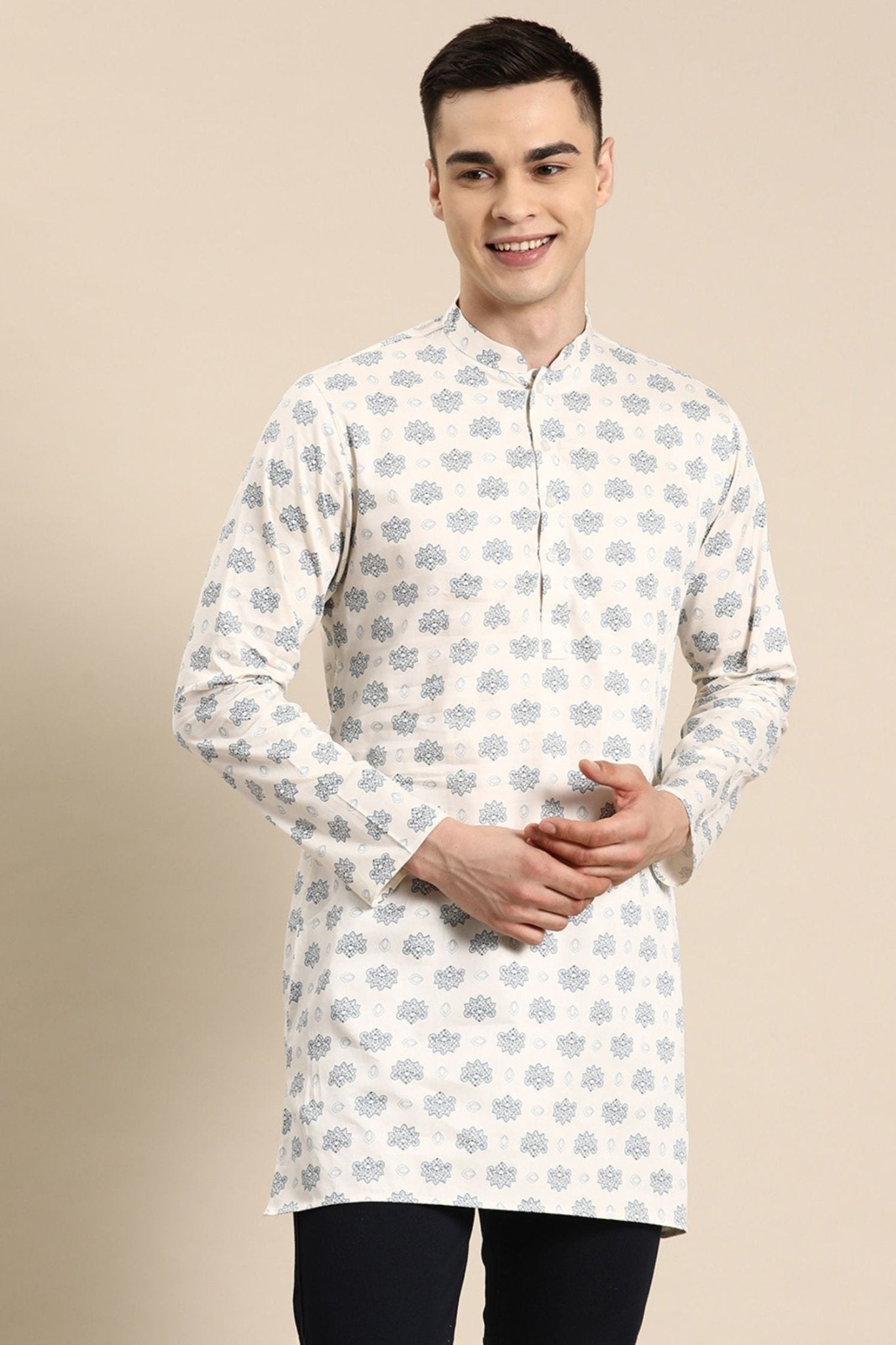 Designer Short Kurta In White - Simaaya