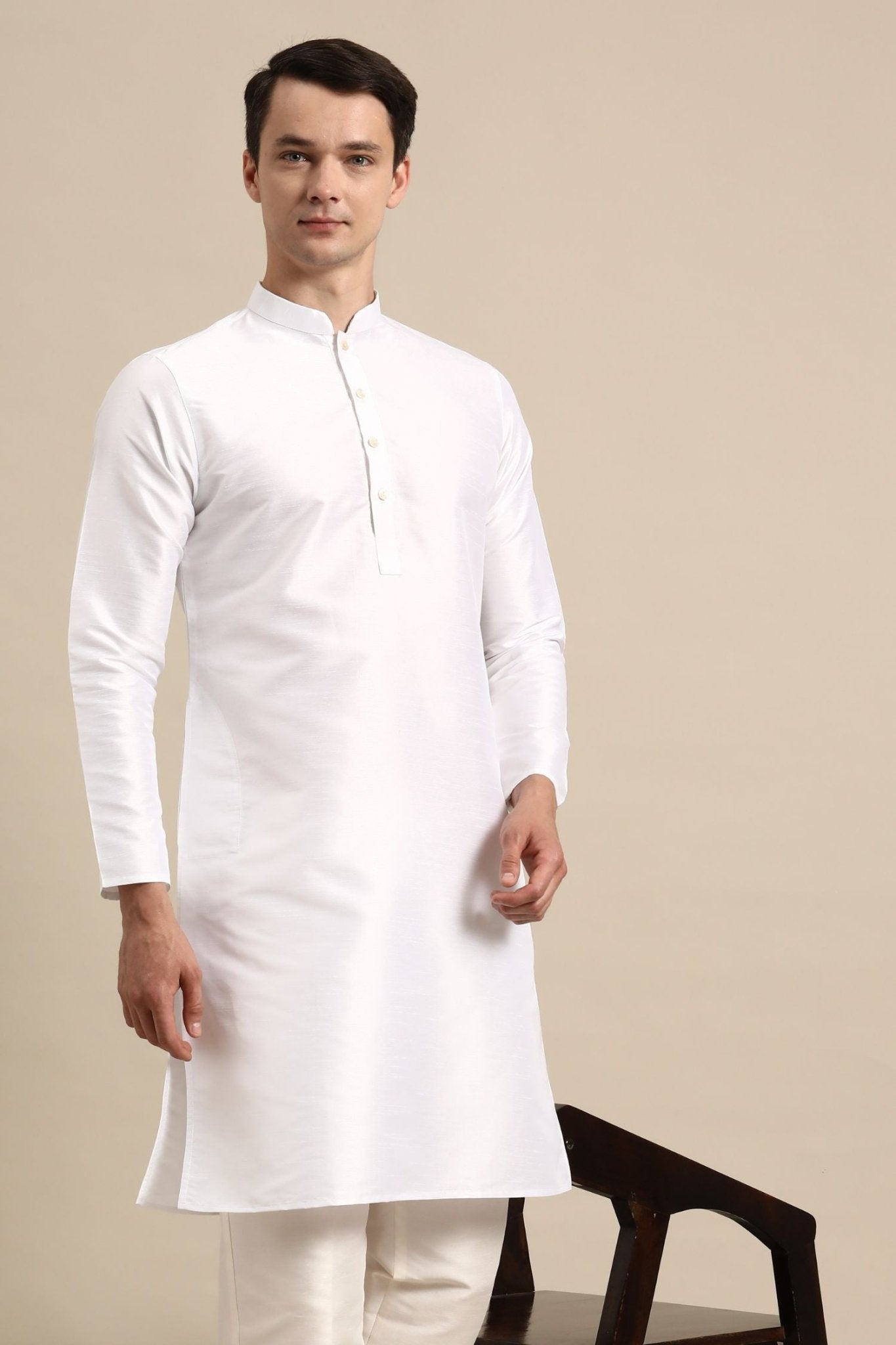 Designer Short Kurta In White - Simaaya