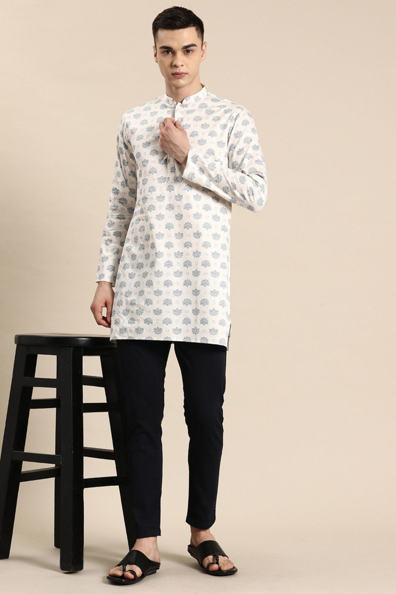 Designer Short Kurta In White - Simaaya