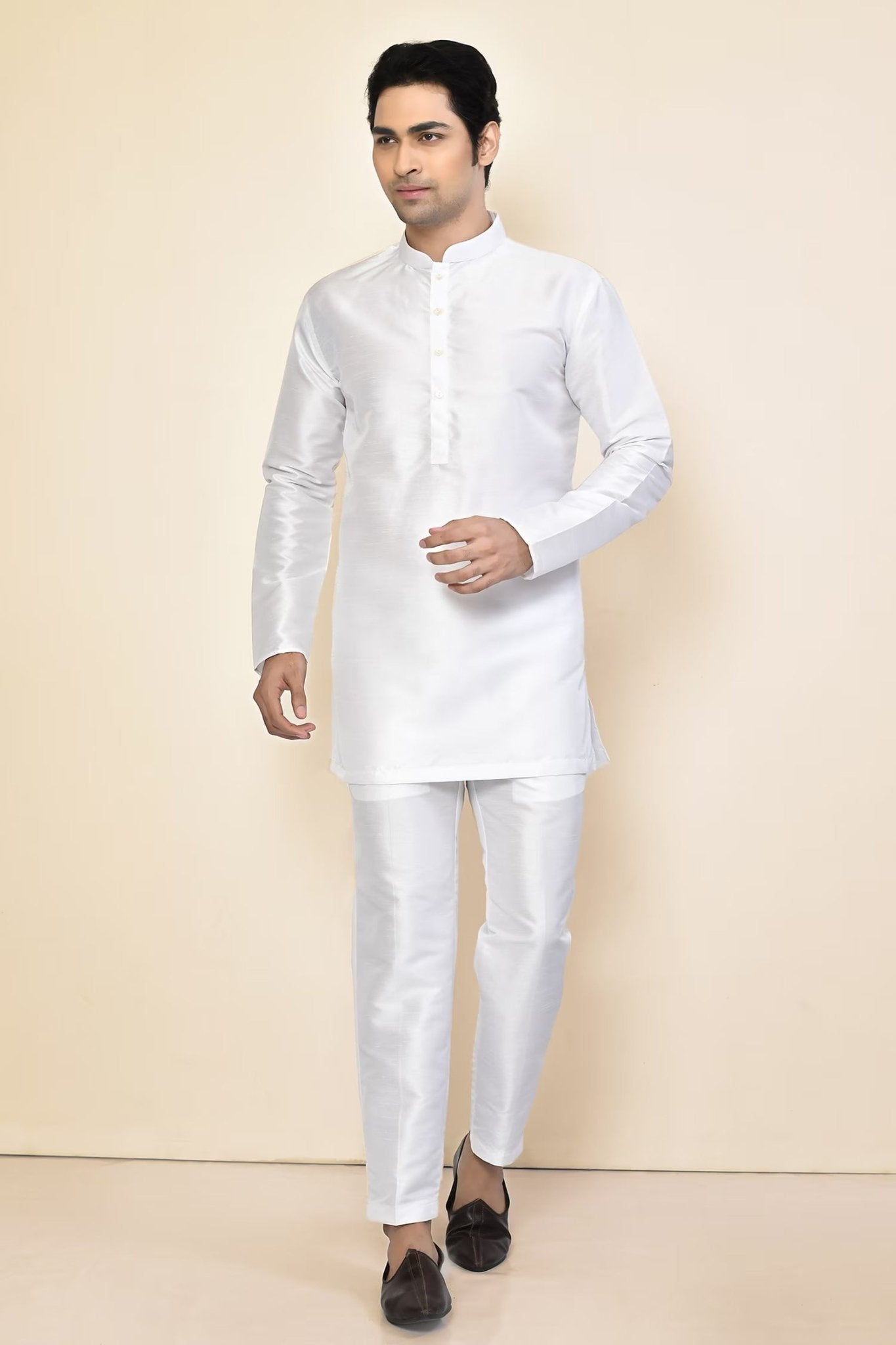 Designer Short Kurta In White - Simaaya