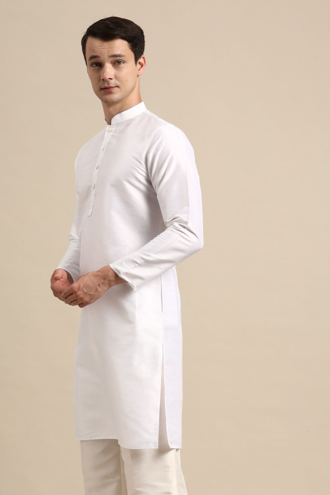 Designer Short Kurta In White - Simaaya