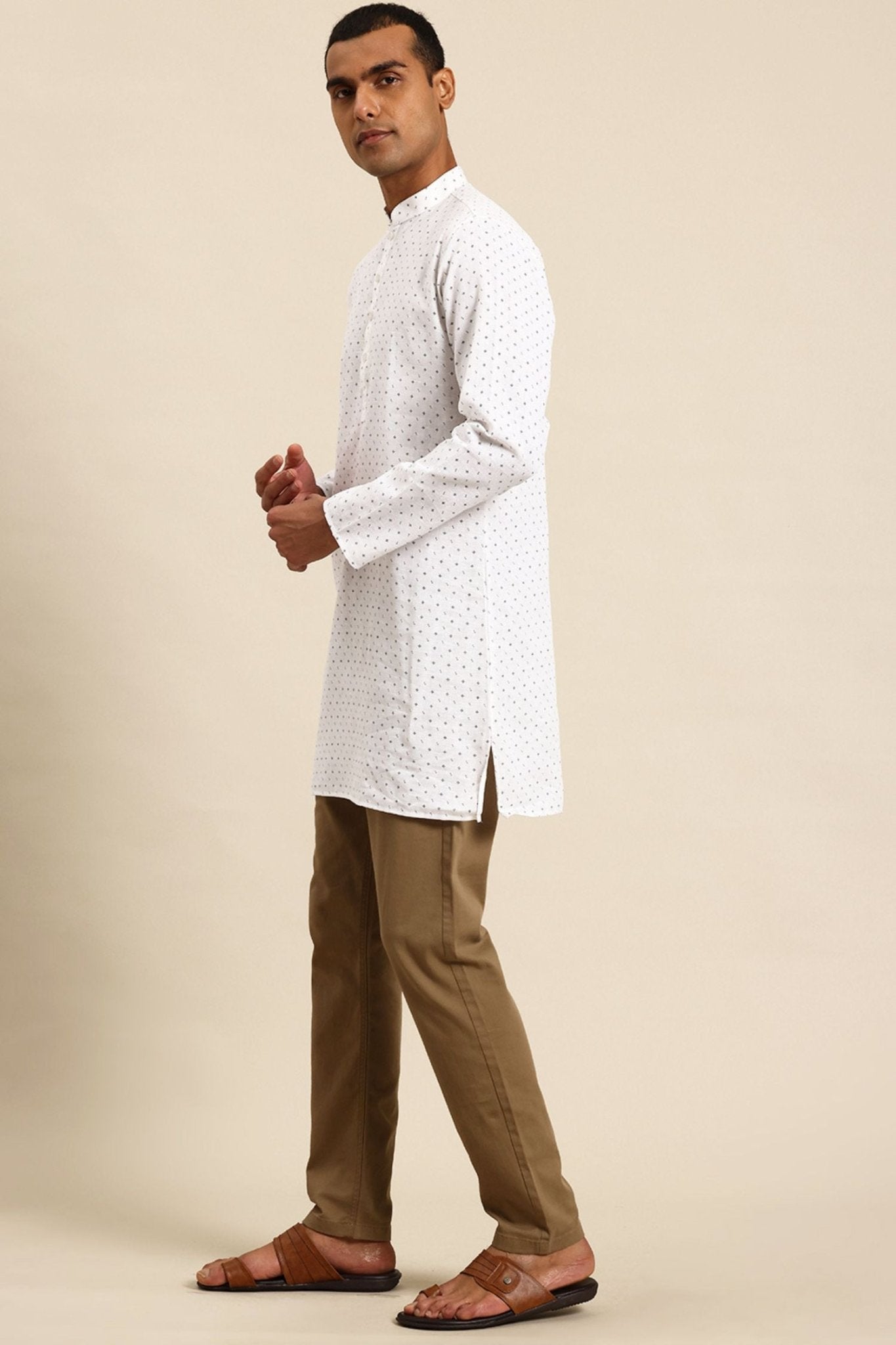Designer Short Kurta In White - Simaaya