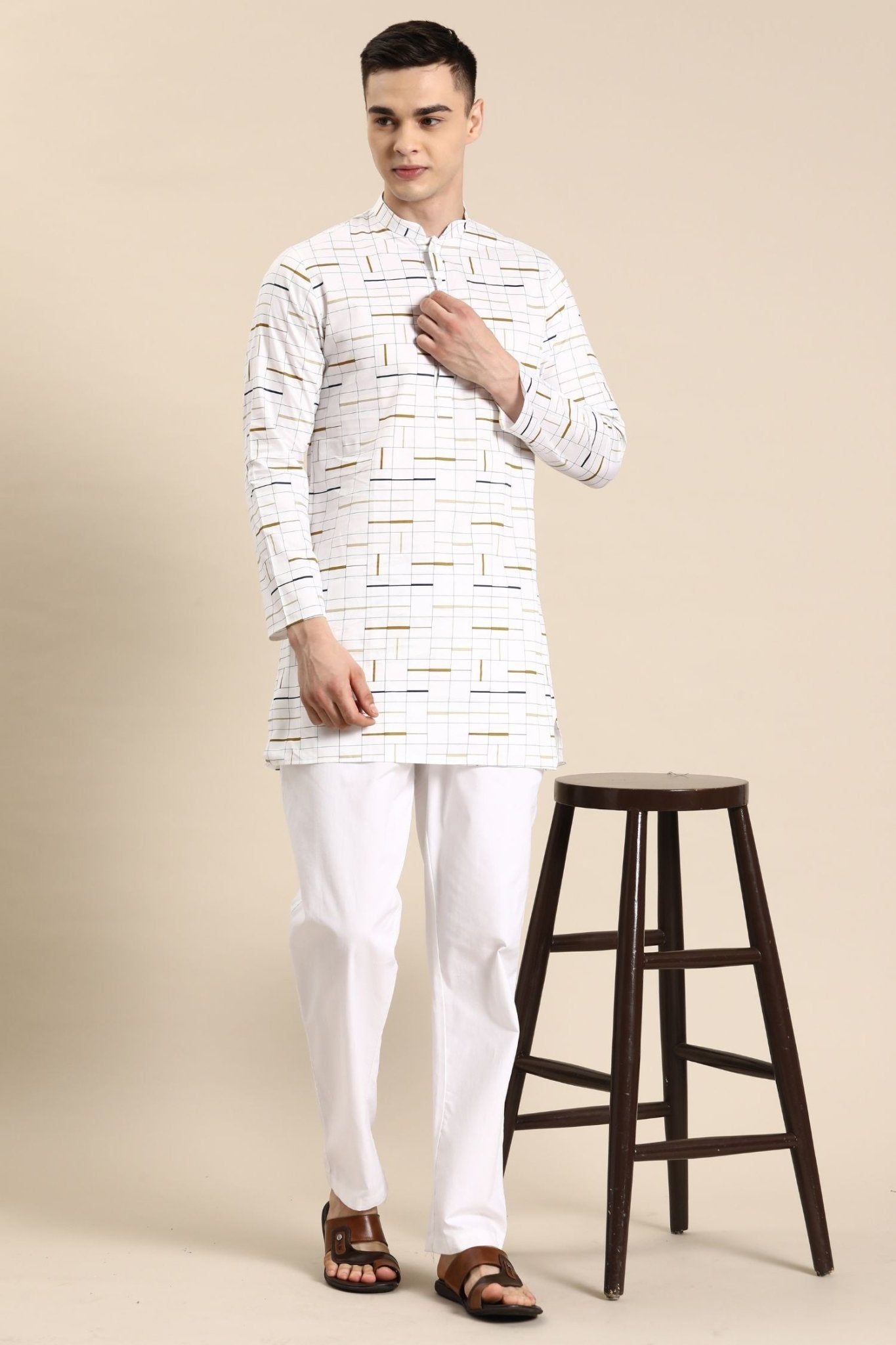 Designer Short Kurta In White - Simaaya