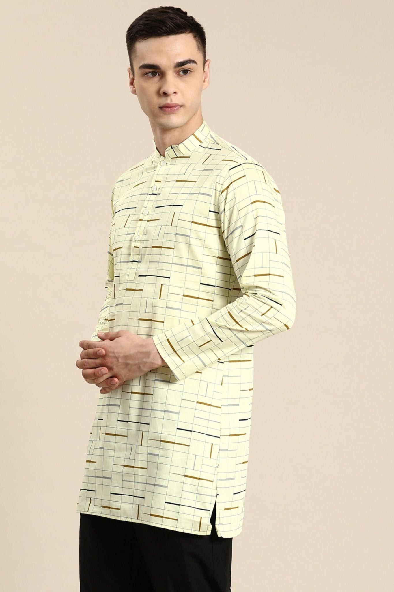 Designer Short Kurta In Yellow - Simaaya