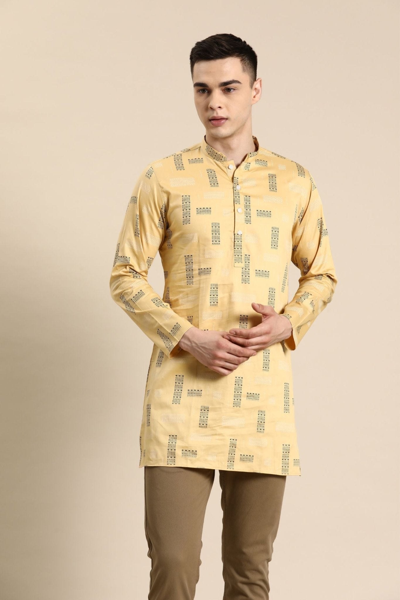 Designer Short Kurta In Yellow - Simaaya