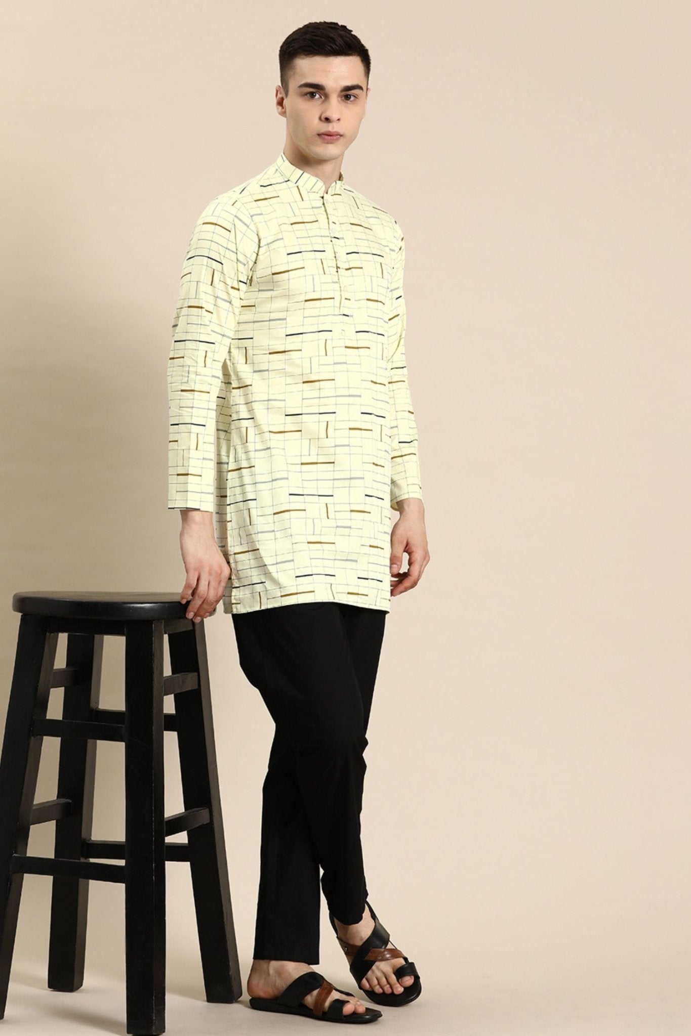 Designer Short Kurta In Yellow - Simaaya