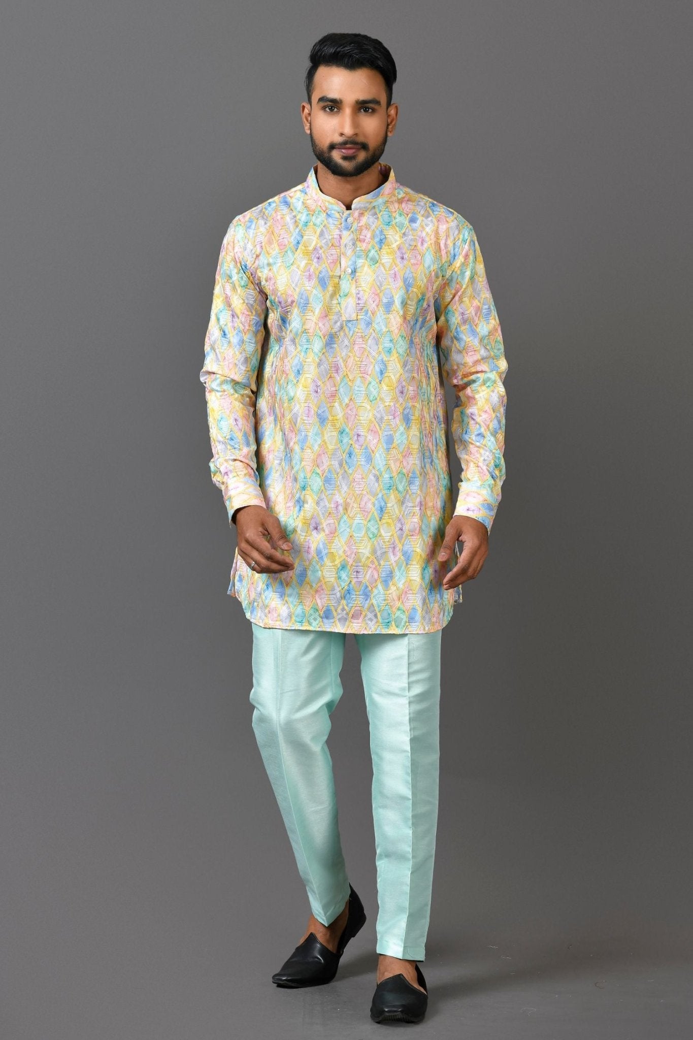 Designer Short Kurta In Yellow - Simaaya