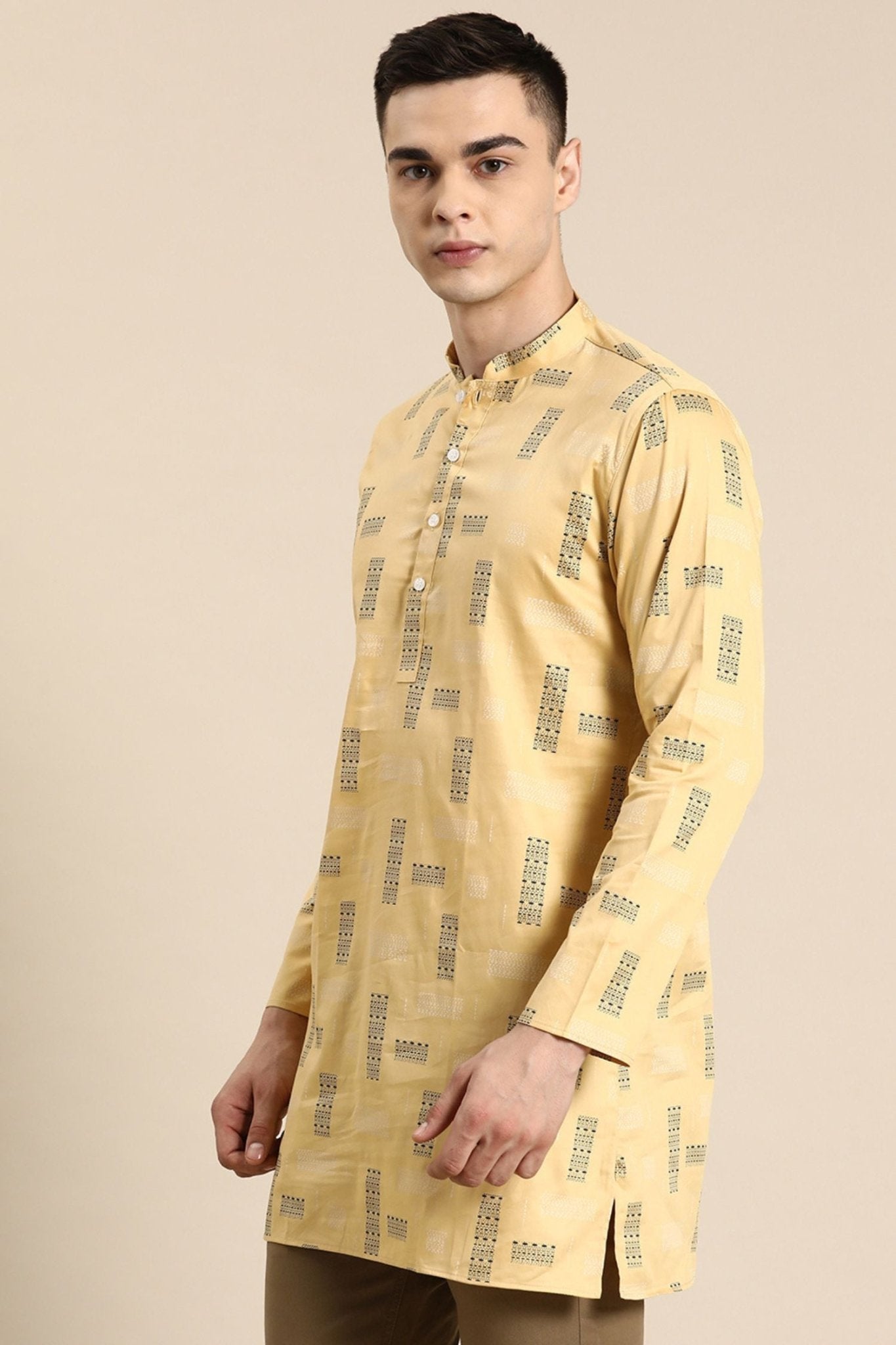 Designer Short Kurta In Yellow - Simaaya