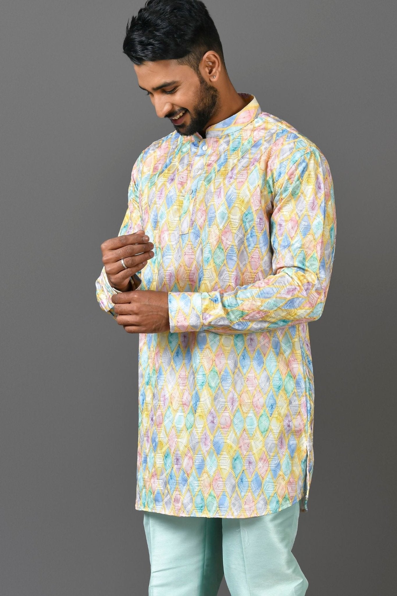 Designer Short Kurta In Yellow - Simaaya