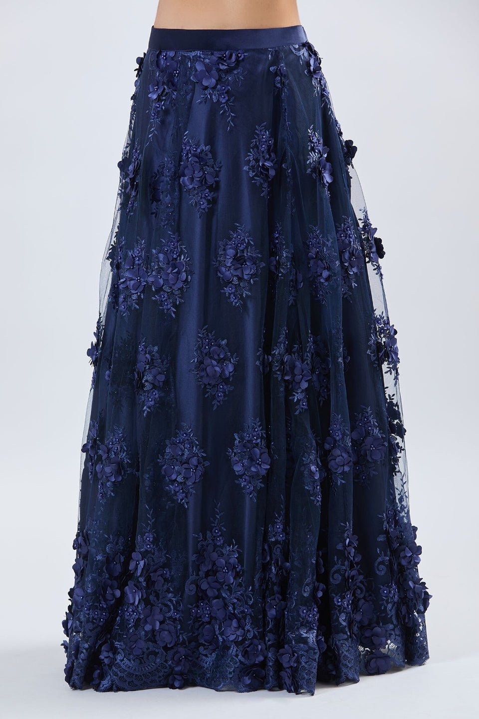 Designer Wear Blue Net Lehenga Set With Dupatta - Simaaya