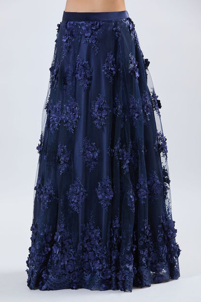 Designer Wear Blue Net Lehenga Set With Dupatta - Simaaya