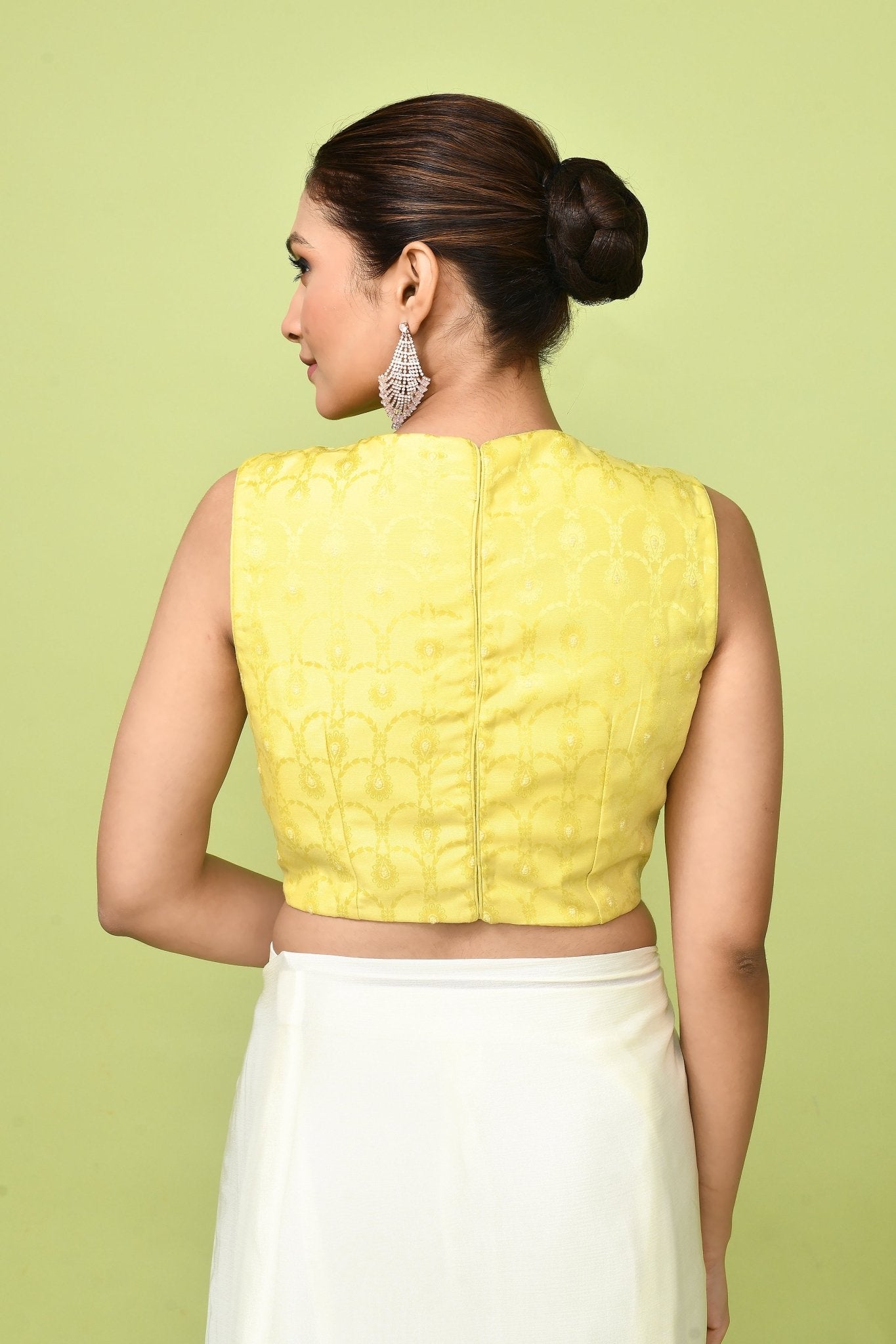 Designer Wear Off White Chinon Chiffon Drape Saree - Simaaya