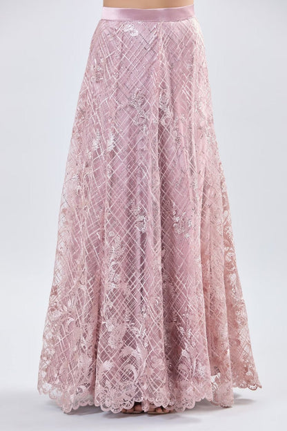 Designer Wear Pink Net Lehenga Set With Dupatta - Simaaya