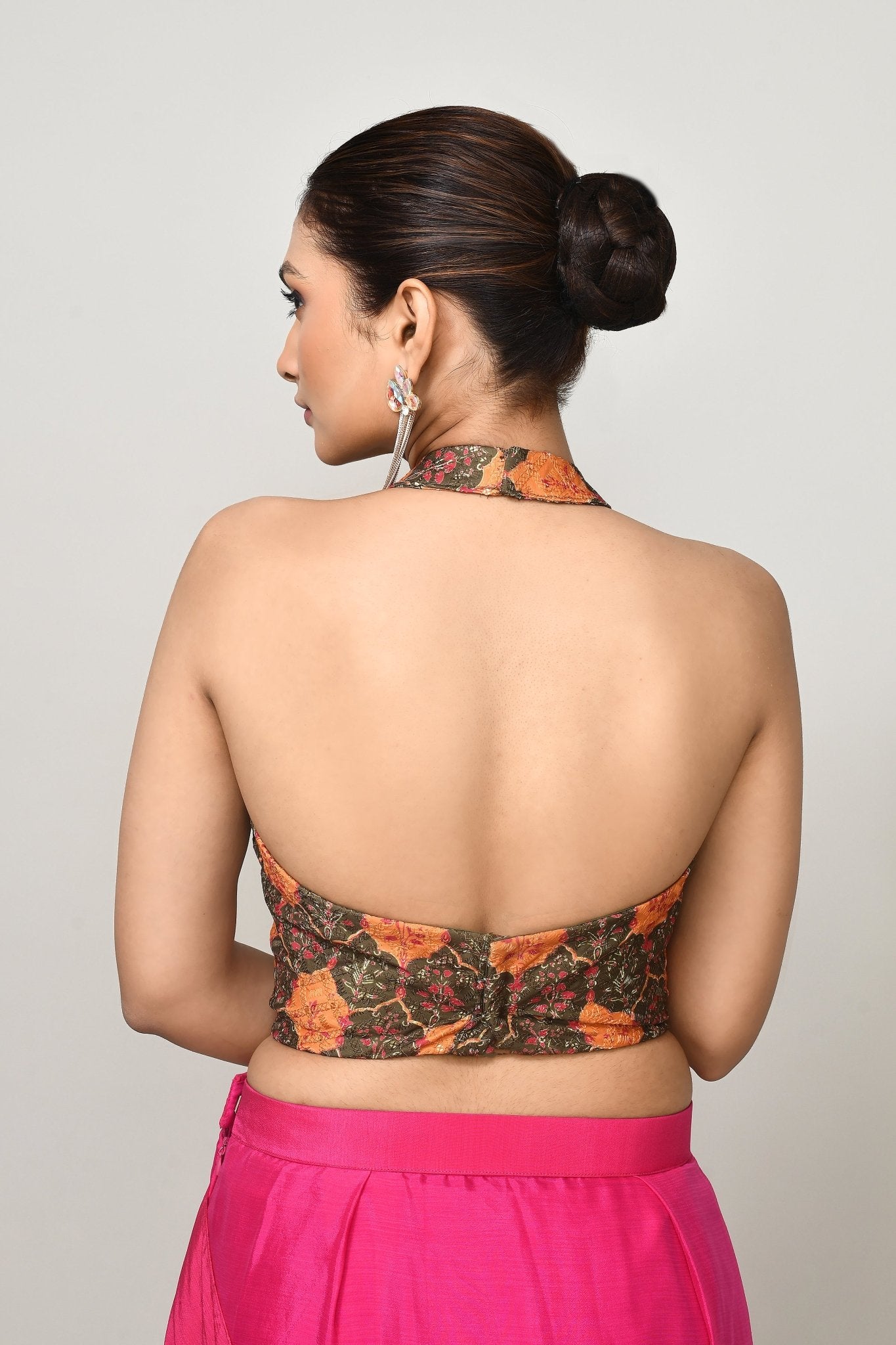 Designer Wear Rani Pink Chinon Chiffon Drape Saree - Simaaya