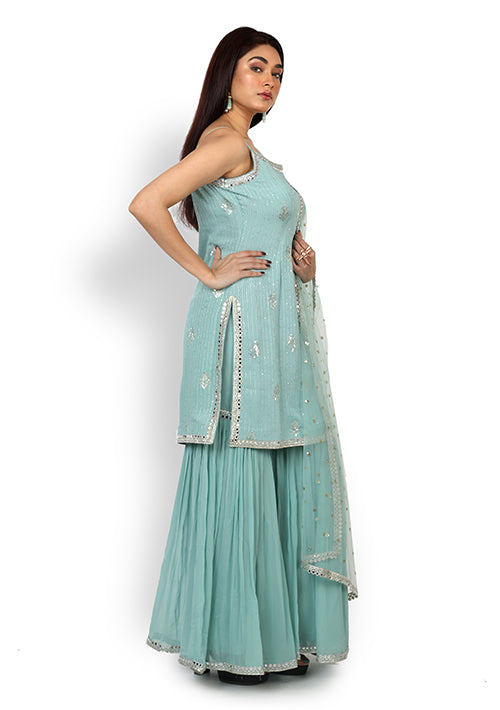 Buy Casual  Sharara In Turquoise Color At Online Simaaya