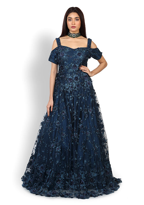 Buy Casual Gown In Navy Blue Colour At Online Simaaya