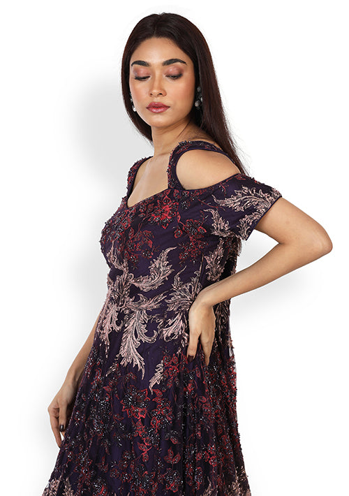 Buy Casual  Gown In Voilet Color At Online Simaaya