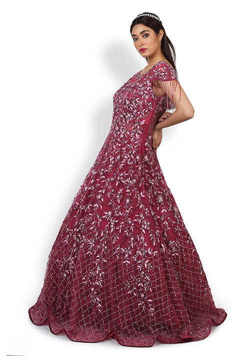 Buy Casual  Gown In Maroon Color At Online Simaaya