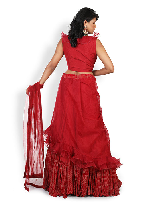 Buy Casual  Lehenga In Red Colour At Online Simaaya