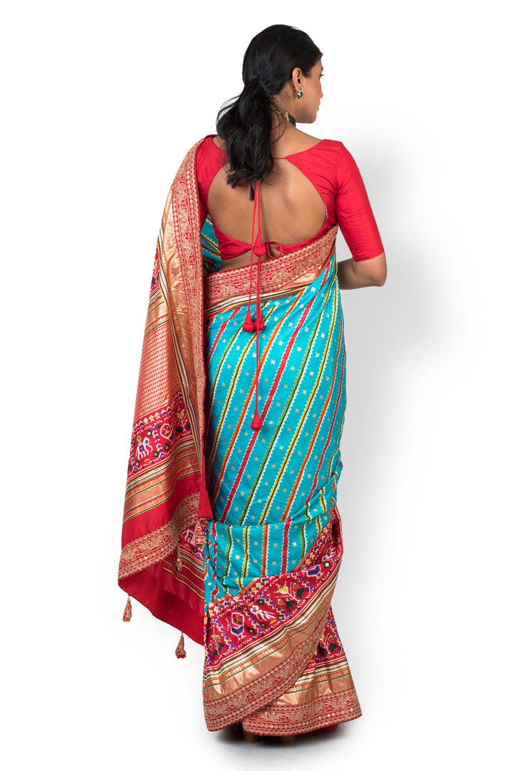 Buy Party Wear Designer Saree In Sky Blue Color At Online Simaaya