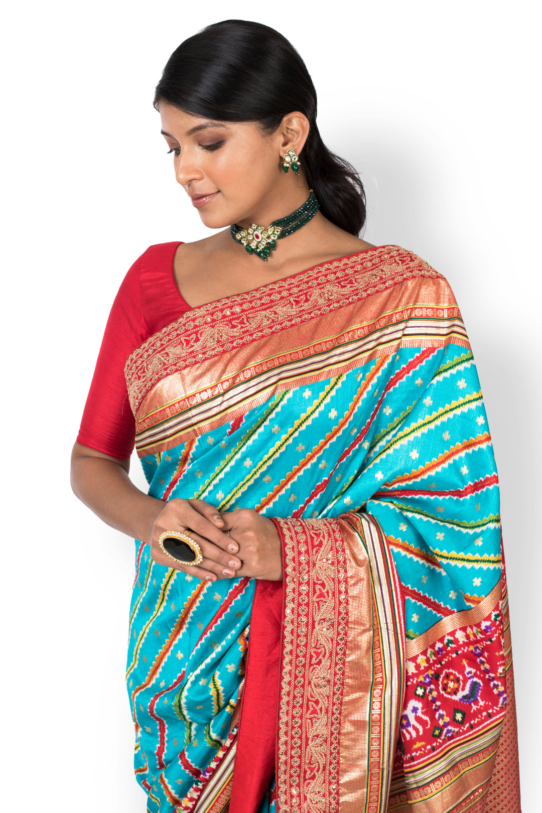 Buy Party Wear Designer Saree In Sky Blue Color At Online Simaaya