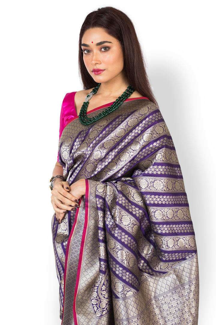 Buy Party Wear Designer Saree In Purple Color At Online Simaaya