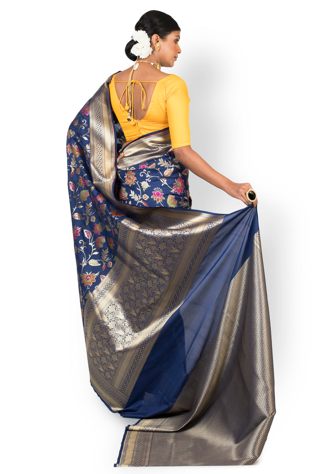 Buy Party Wear Designer Saree In Navy Blue Colour At Online Simaaya